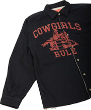 Load image into Gallery viewer, COWGIRLS RULE DENIM SHIRT JACKET
